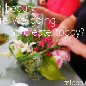 Designer creating a flower arrangement