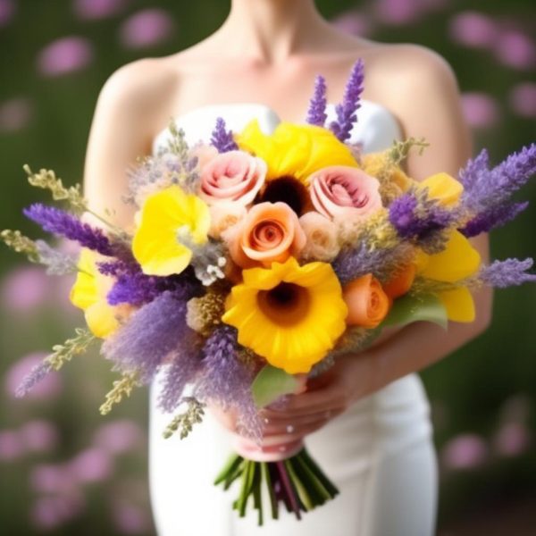 Fresh flower hand tied bridal bouquet
